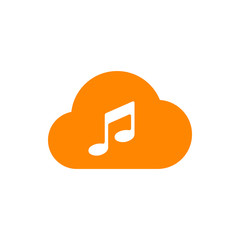 Cloud with single bar note logo. music app logo icon vector.