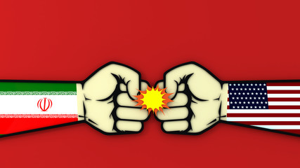 Fototapeta premium Conflict between USA and Iran
