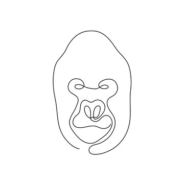 One line gorilla head design silhouette. Hand drawn minimalism style vector illustration.