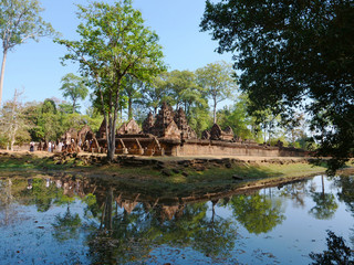 Fototapeta na wymiar Landscape view of Banteay Srei or Lady Temple in Siem Reap, Cambodia