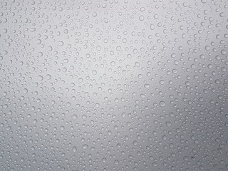 Drops of water on a gray background with light shading