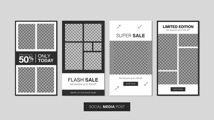 Sale mobile template collection for promotion sale with geometric style. Editable mobile banner for social media post, web and internet.