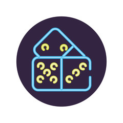 Neon dices inside circle vector design