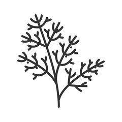 Dill black line icon. Greenery sign. Natural vegetable symbol. Healthy, organic food concept. Cooking ingredient. UI UX GUI design element. Editable stroke.