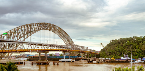 Mahakam bridge in Samarinda, Indonesia crossing Mahakam river.