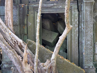 Beng Mealea ancient temple ruines in the middle of jungle forest in Sieam Ream, Cambodia