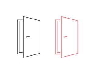 Door vector line icon set in flat style