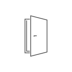 Door vector line icon on white in flat style