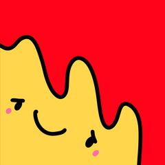 Obraz premium Fire logo monster in cartoon comic style burning hand drawn vector illustration