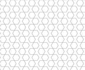 Repeating hexagon shape vector pattern, gray line