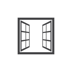 Open window icon in flat style isolated on white background. For your design, logo. Vector
