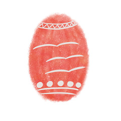 red easter egg with white ornament isolated. Easter concept. Christian traditional symbol 