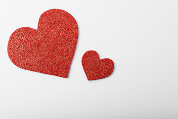 red hearts on white background for Valentine's day