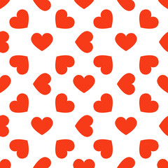 seamless pattern of red hearts on a white background