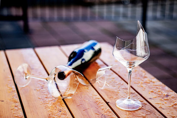 broken wine glasses
