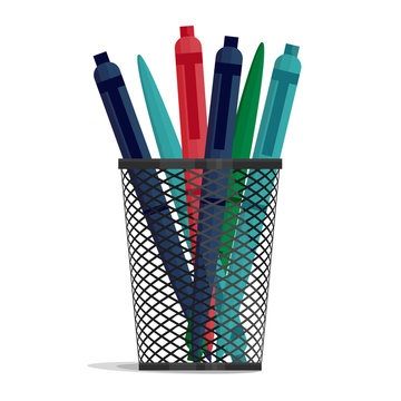 Pen In A Holder Basket, Office Organizer Box