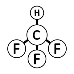 Fluoroform gas molecule icon.