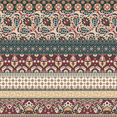 Abstract arabesque paisley  patchwork vector seamless pattern