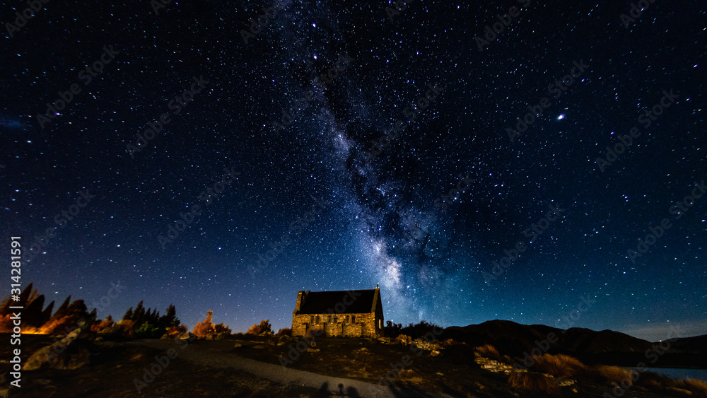 Wall mural milky way galaxy with stars and space in the universe background at new zealand.