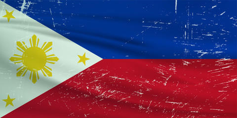 Grunge Philippines flag. Philippines flag with waving grunge texture. Vector background.