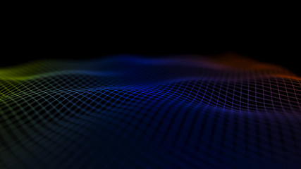 Wave of dots and weave lines. Abstract background. Network connection structure.