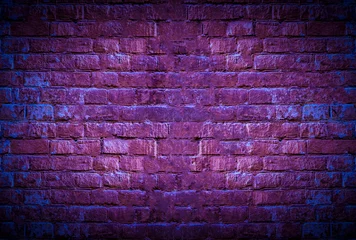 Papier Peint photo autocollant Mur de briques a neon brick wall glow with copy space mockup, grunge texture