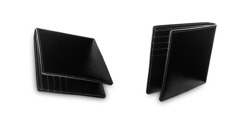 Wallet black isolated on white background.