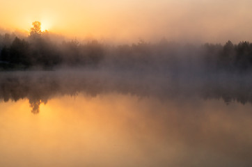 Misty morning on the lake.