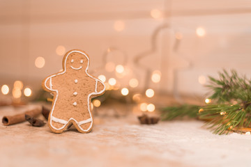 Gingerbread man cookies for Christmas holiday. the process of making ginger cookies with honey.