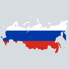 Russia map with flag inside. Vector eps10