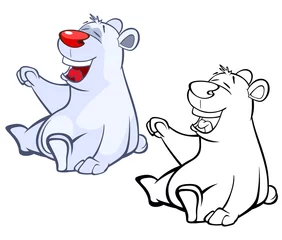 Fotobehang Vector Illustration of a Cute Cartoon Character Polar Bear  for you Design and Computer Game. Coloring Book Outline  © liusa