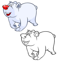 Vector Illustration of a Cute Cartoon Character Polar Bear  for you Design and Computer Game. Coloring Book Outline 