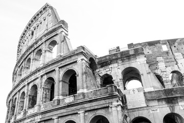 black and white photos of the ancient Colosseum of Rome