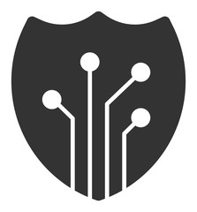 Electronic shield vector icon. Flat Electronic shield symbol is isolated on a white background.