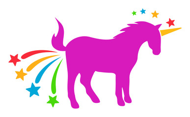 Farting unicorn vector icon. Flat Farting unicorn pictogram is isolated on a white background.