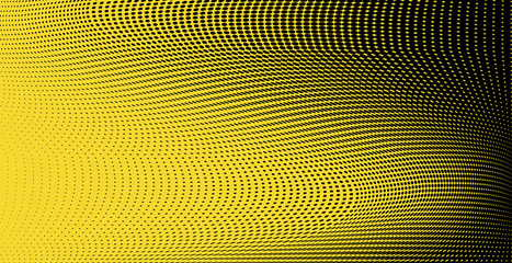 Yellow black halftone dots pattern texture background