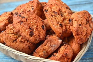 Fresh pastries bakery products, on wooden table