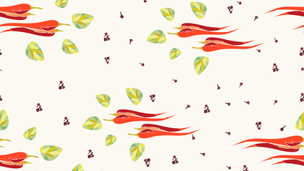 Food seamless pattern with oriental spices