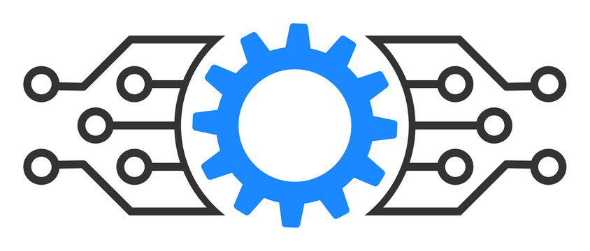 Gear electronic factory vector icon. Flat Gear electronic factory symbol is isolated on a white background.