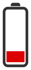 Low battery level vector icon. Flat Low battery level symbol is isolated on a white background.