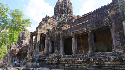 Naklejka premium Bayon Temple in Angkor wat complex, Siem Reap Cambodia