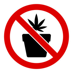 No cannabis pot vector icon. Flat No cannabis pot pictogram is isolated on a white background.