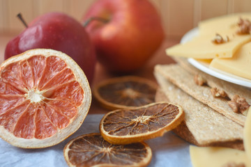 slices of grapefruit and lemon