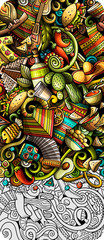 Latin America hand drawn doodle banner. Cartoon detailed flyer.