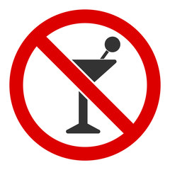 No cocktail vector icon. Flat No cocktail symbol is isolated on a white background.