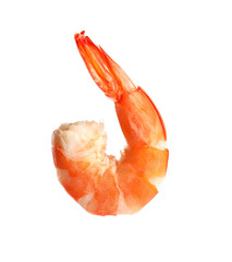 Delicious cooked shrimp isolated on white. Healthy seafood