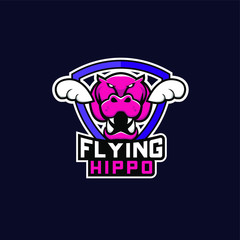 flying hippo sport logo icon design 