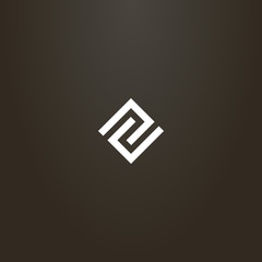 white sign on a black background. vector geometric rhomboid sign of two interconnected brackets