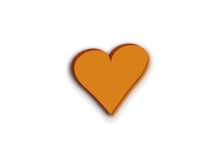 Orange Heart 3D Icon Image Heart Logo Sign Love Flat Design Vector Illustration