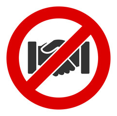 No handshake vector icon. Flat No handshake pictogram is isolated on a white background.